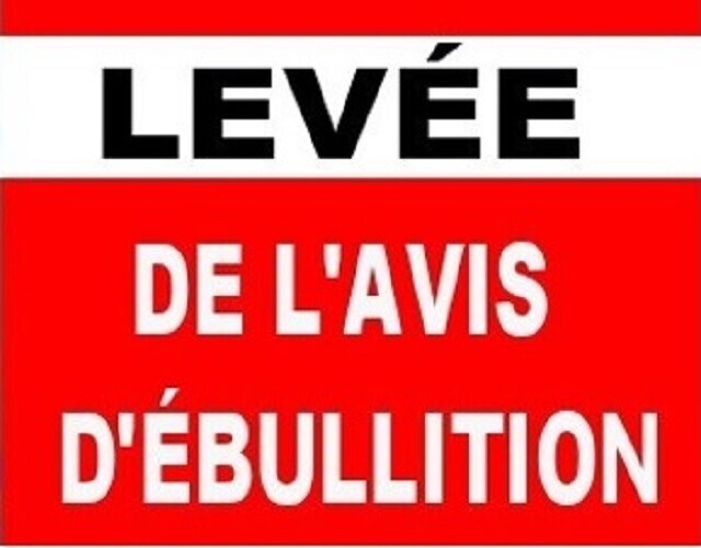 Levée de l'avis d'ébullition