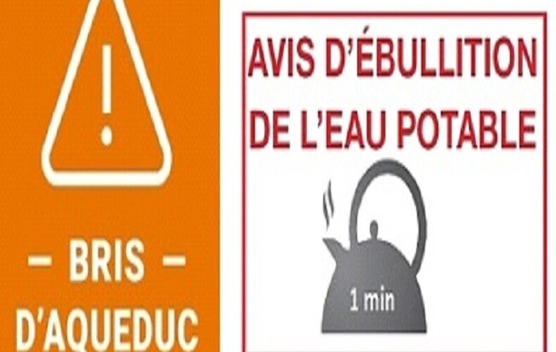 Bris d'aqueduc et avis d'ébullition préventif